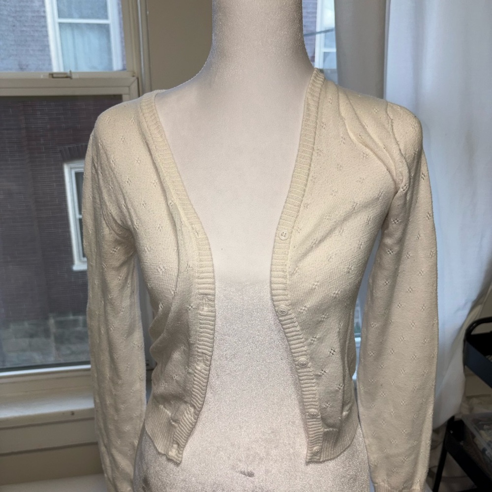 Not Brandy Melville Ivory Cropped Knit Cardigan